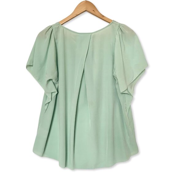 Anthropologie 9-H15 STCL Mint Green Flutter Sleeve Hilma Blouse Top Dollette - Picture 2 of 13